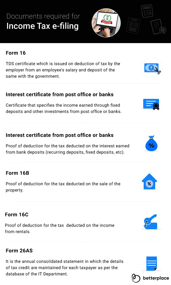 Documents required for Income tax e-filing